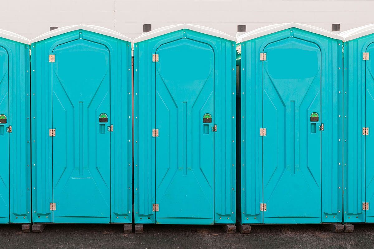 Industrial portable restroom units at a plant in Trinidad, Colorado